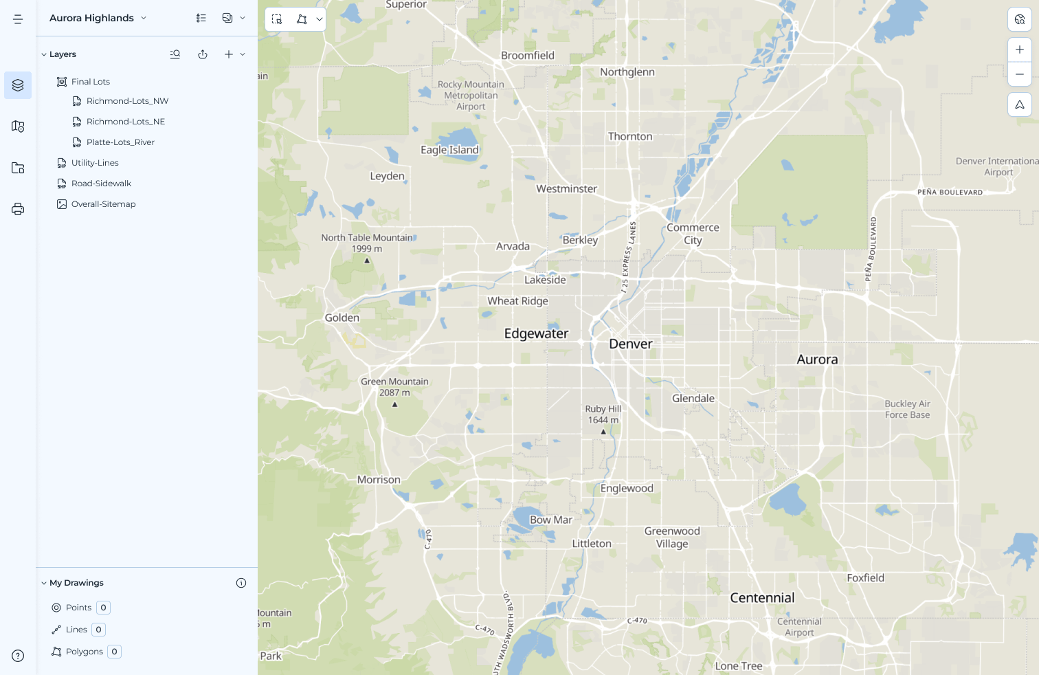 MyAssetMap app home screen with data layers visible
